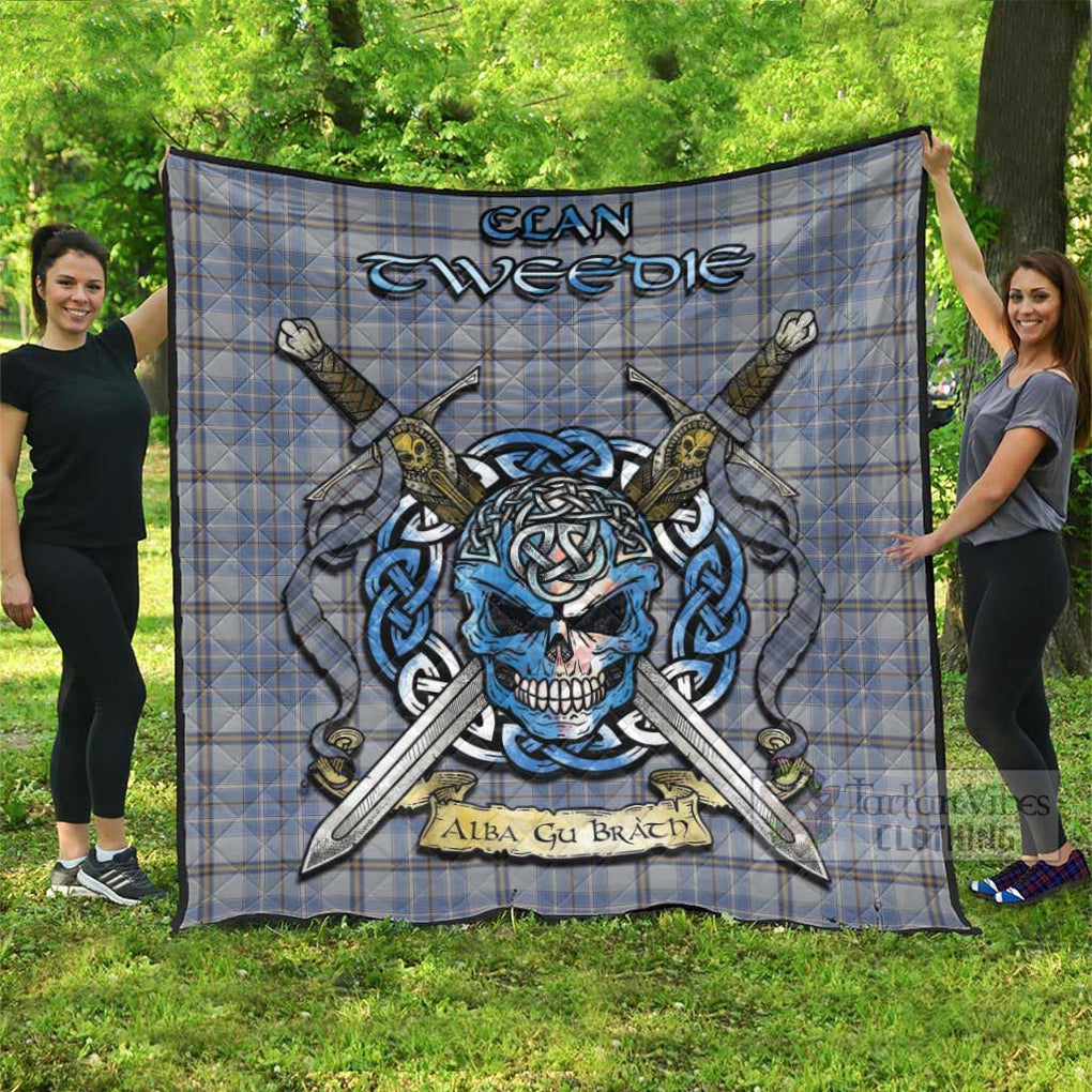 Tartan Vibes Clothing Tweedie Tartan Quilt with Celtic Skull Alba Gu Brath Style