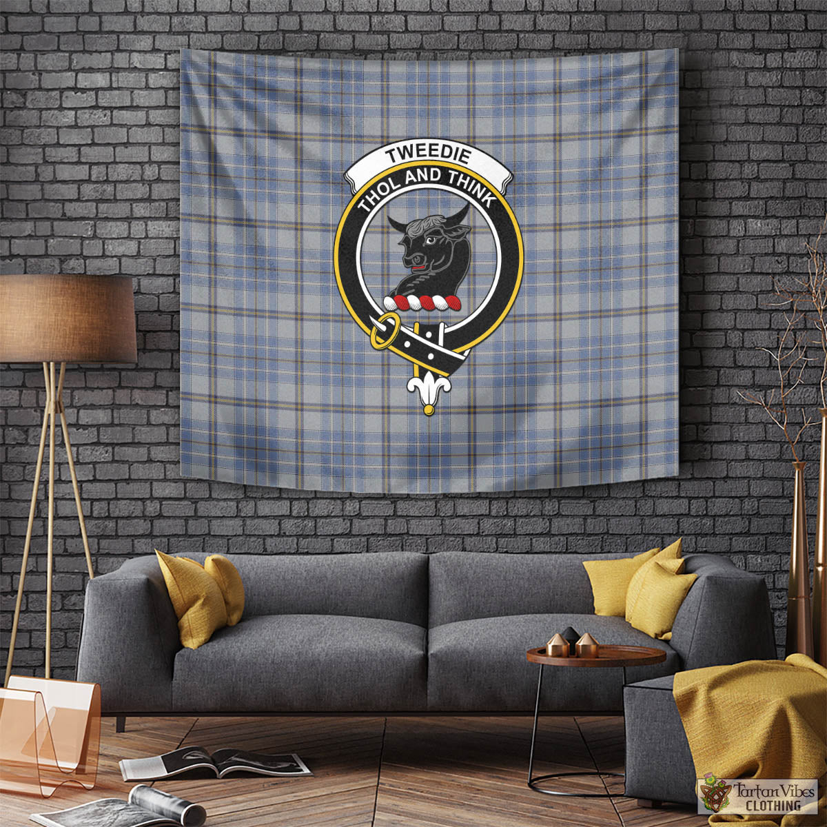 Tartan Vibes Clothing Tweedie Tartan Tapestry Wall Hanging and Home Decor for Room with Family Crest