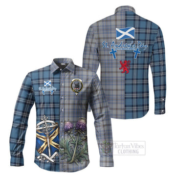 Tweedie Tartan Long Sleeve Button Shirt Happy St. Andrew's Day Half Tartan Style