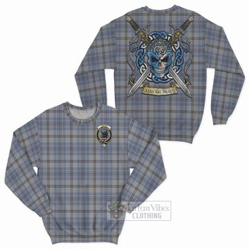 Tweedie Tartan Sweatshirt with Family Crest Celtic Skull Style