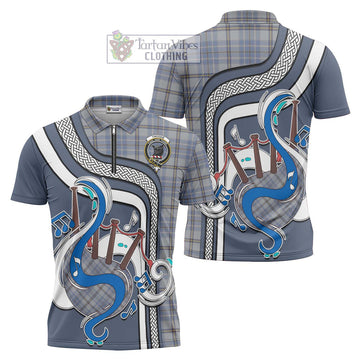 Tweedie Tartan Zipper Polo Shirt with Epic Bagpipe Style