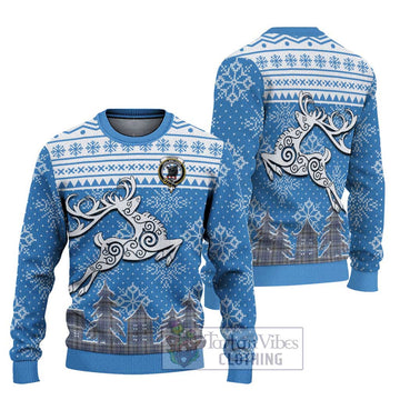 Tweedie Clan Christmas Ugly Sweater with Tartan and Celtic Reindeer Style