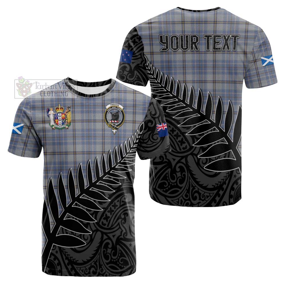 Tartan Vibes Clothing Tweedie Crest Tartan Cotton T-shirt with New Zealand Silver Fern Half Style