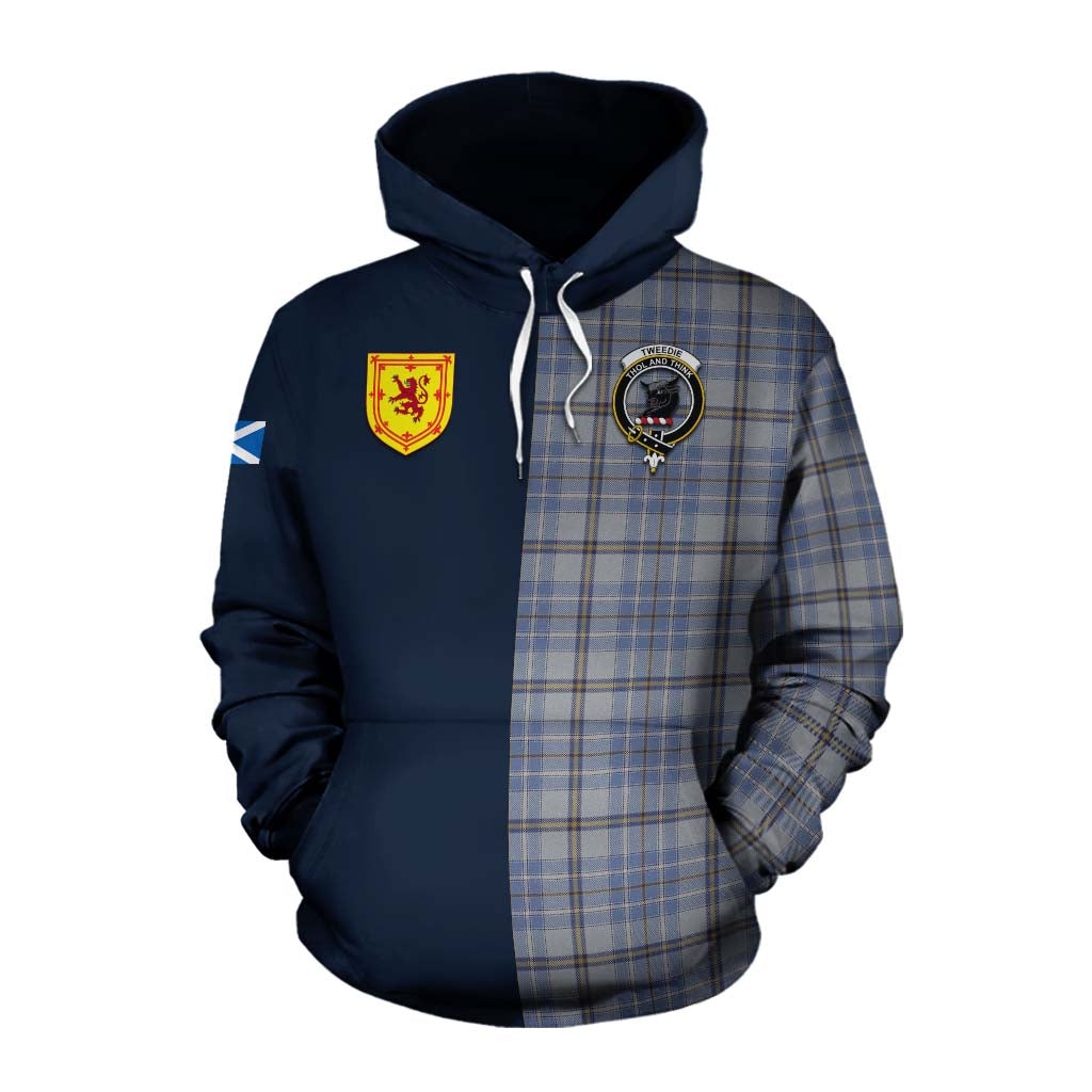 Tartan Vibes Clothing Tweedie Tartan Cotton Hoodie Alba with Scottish Lion Royal Arm Half Style