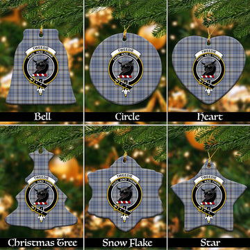 Tweedie Tartan Christmas Ceramic Ornaments with Family Crest