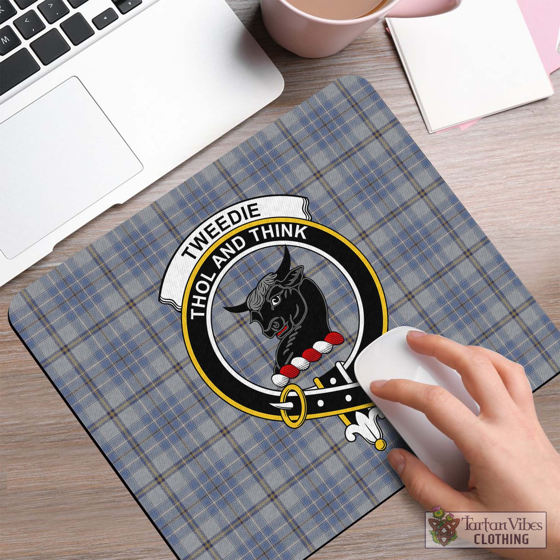 Tartan Vibes Clothing Tweedie Tartan Mouse Pad with Family Crest