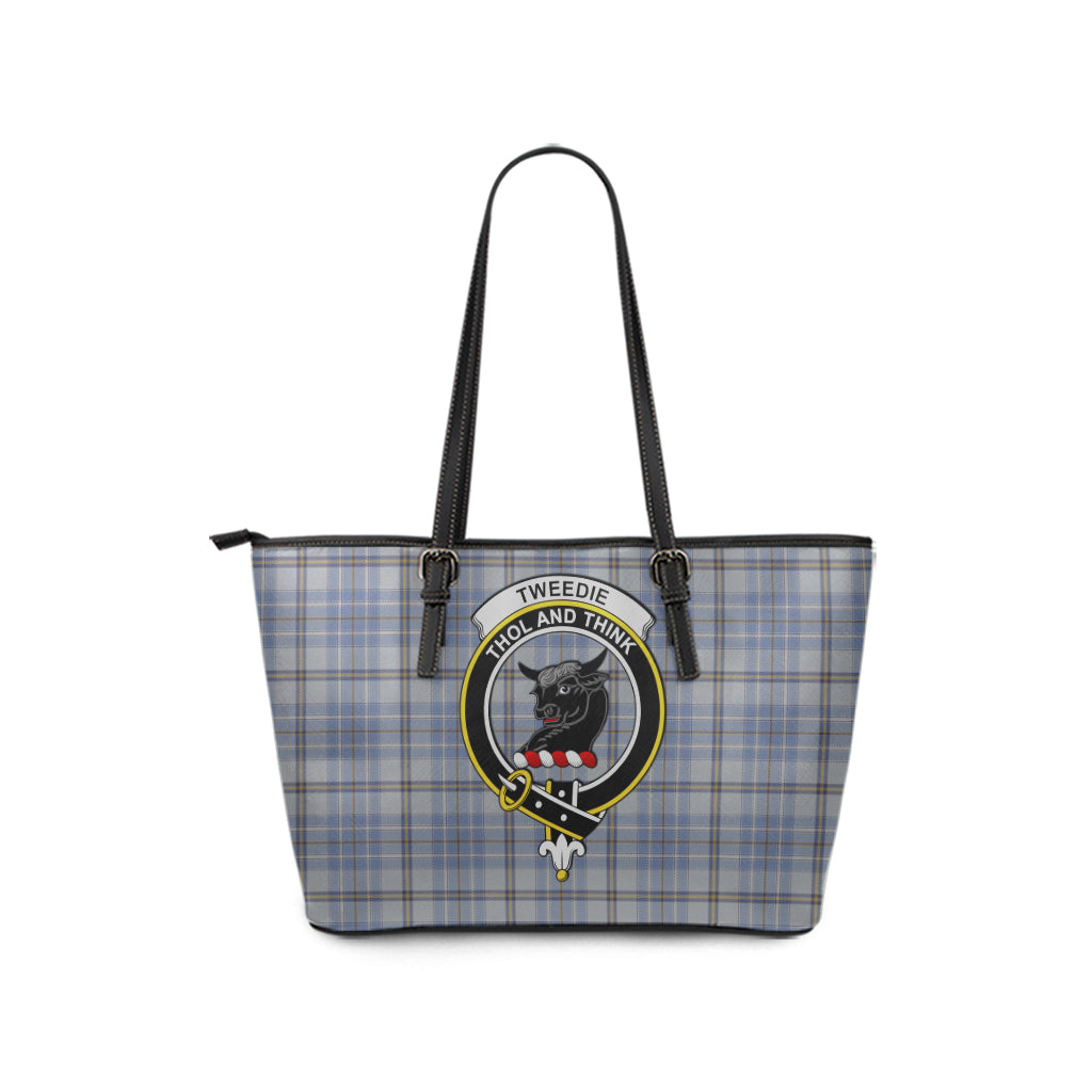 Tweedie Tartan Leather Tote Bag with Family Crest - Tartan Vibes Clothing