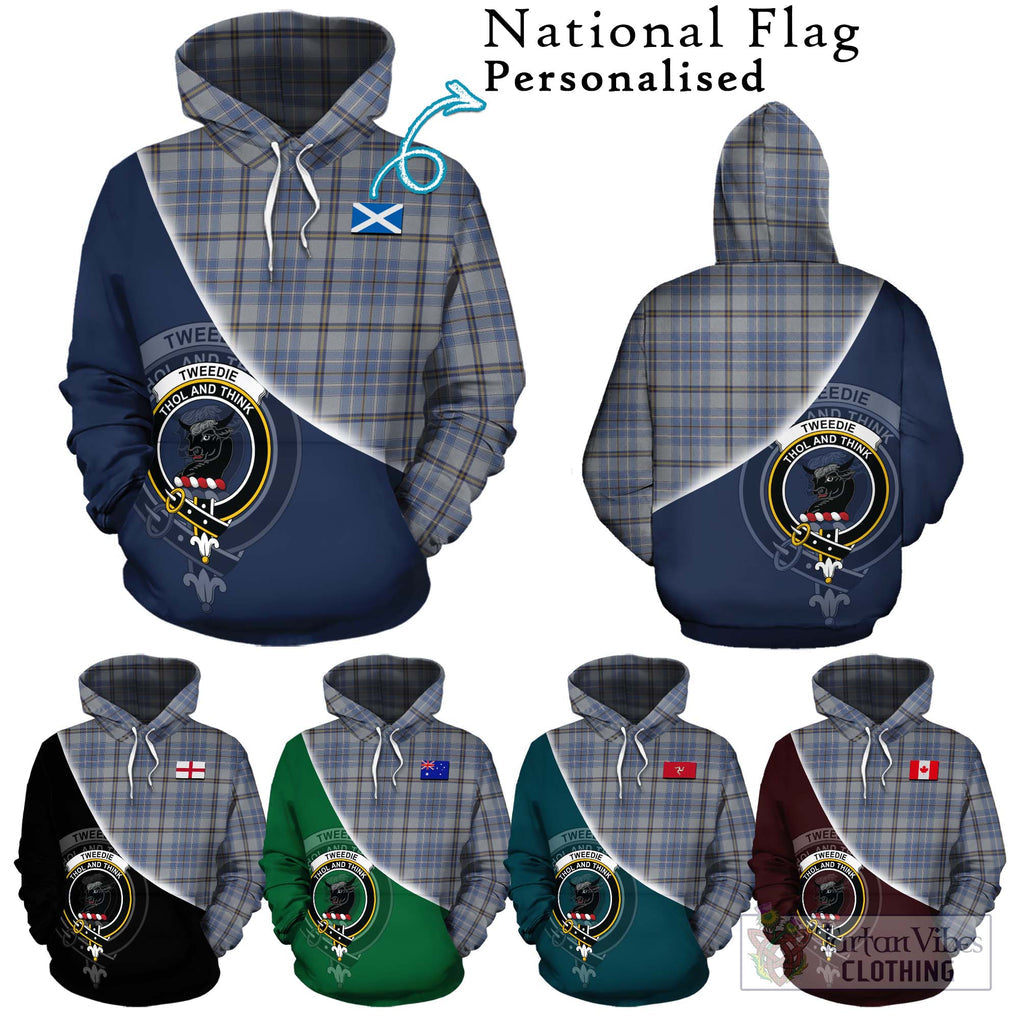 Tweedie Tartan Hoodie with Personalised National Flag and Family Crest Half Style Zip Hoodie - Tartanvibesclothing Shop