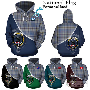 Tweedie Tartan Hoodie with Personalised National Flag and Family Crest Half Style