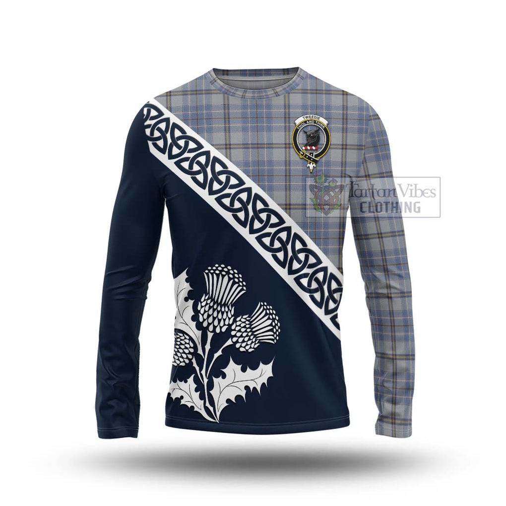 Tartan Vibes Clothing Tweedie Tartan Long Sleeve T-Shirt Featuring Thistle and Scotland Map