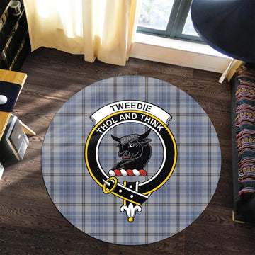 Tweedie Tartan Round Rug with Family Crest