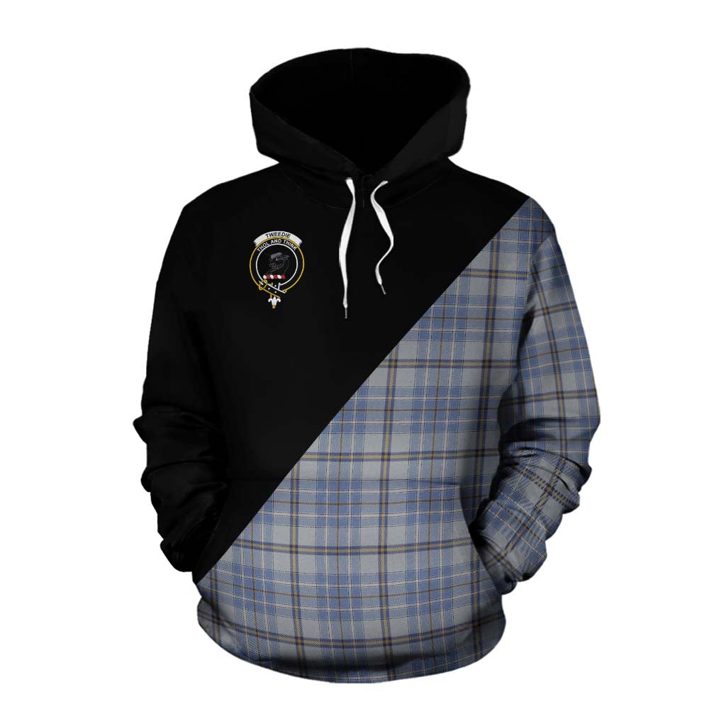 Tartan Vibes Clothing Tweedie Tartan Cotton Hoodie with Family Crest and Military Logo Style