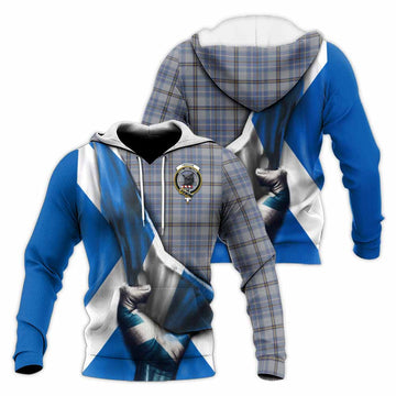 Tweedie Tartan Knitted Hoodie with Family Crest Scotland Patriotic Style