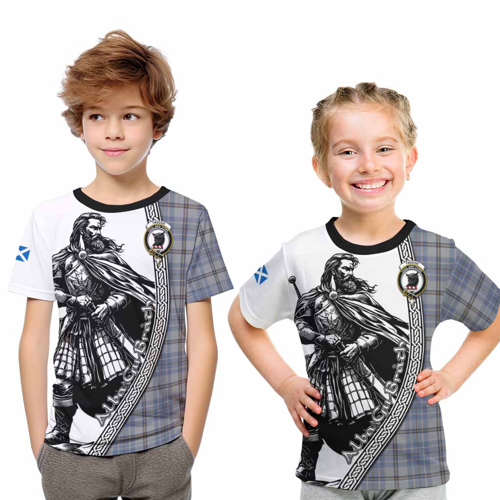 Tweedie Tartan Clan Crest Kid T-Shirt with Highlander Warrior Celtic Style