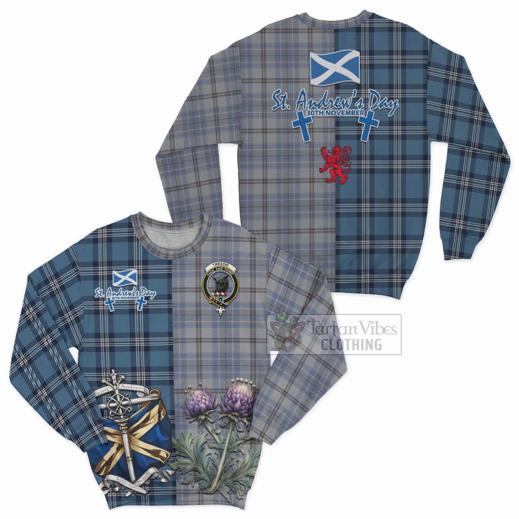 Tartan Vibes Clothing Tweedie Tartan Sweatshirt Happy St. Andrew's Day Half Tartan Style