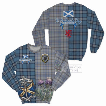 Tweedie Tartan Sweatshirt Happy St. Andrew's Day Half Tartan Style