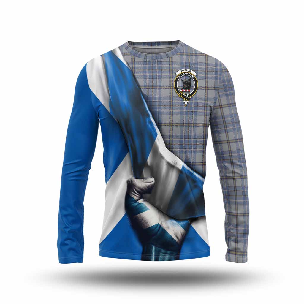 Tartan Vibes Clothing Tweedie Tartan Long Sleeve T-Shirt with Family Crest Scotland Patriotic Style