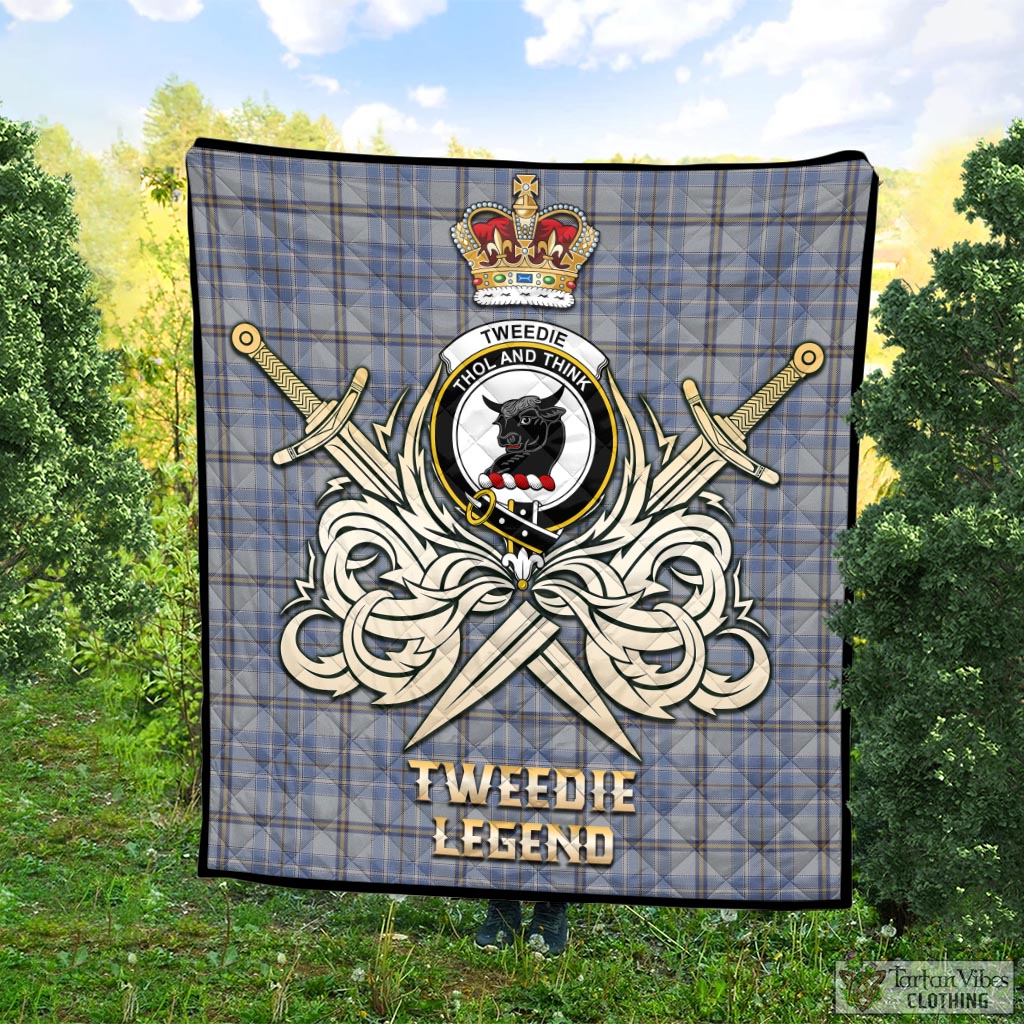 Tartan Vibes Clothing Tweedie Tartan Quilt with Clan Crest and the Golden Sword of Courageous Legacy