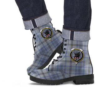 Tweedie Tartan Leather Boots with Family Crest