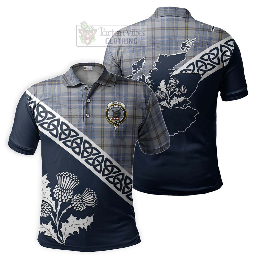 Tweedie Tartan Polo Shirt Featuring Thistle and Scotland Map