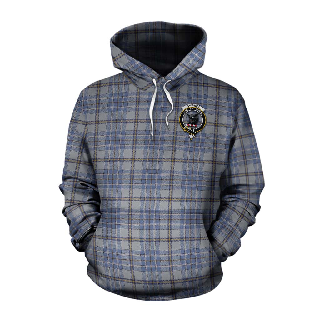 Tartan Vibes Clothing Tweedie Tartan Cotton Hoodie with Family Crest and Bearded Skull Holding Bottles of Whiskey