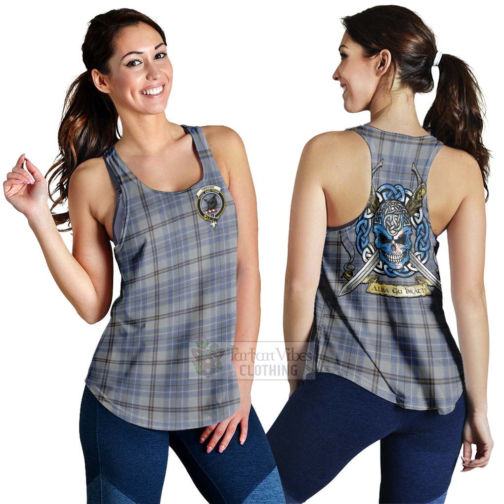 Tartan Vibes Clothing Tweedie Tartan Women's Racerback Tanks with Family Crest Celtic Skull Style