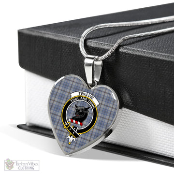 Tweedie Tartan Heart Necklace with Family Crest