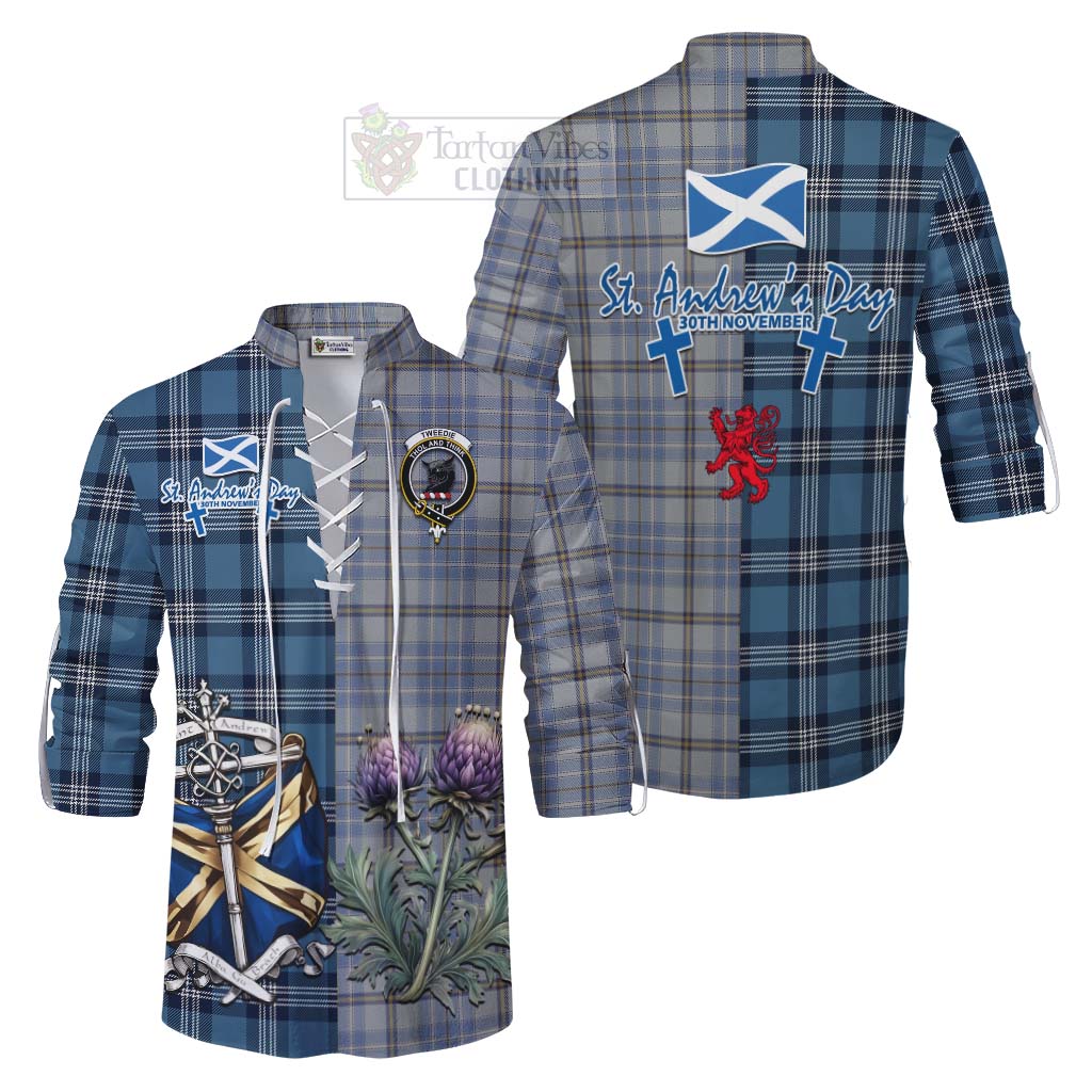 Tartan Vibes Clothing Tweedie Tartan Ghillie Kilt Shirt Happy St. Andrew's Day Half Tartan Style