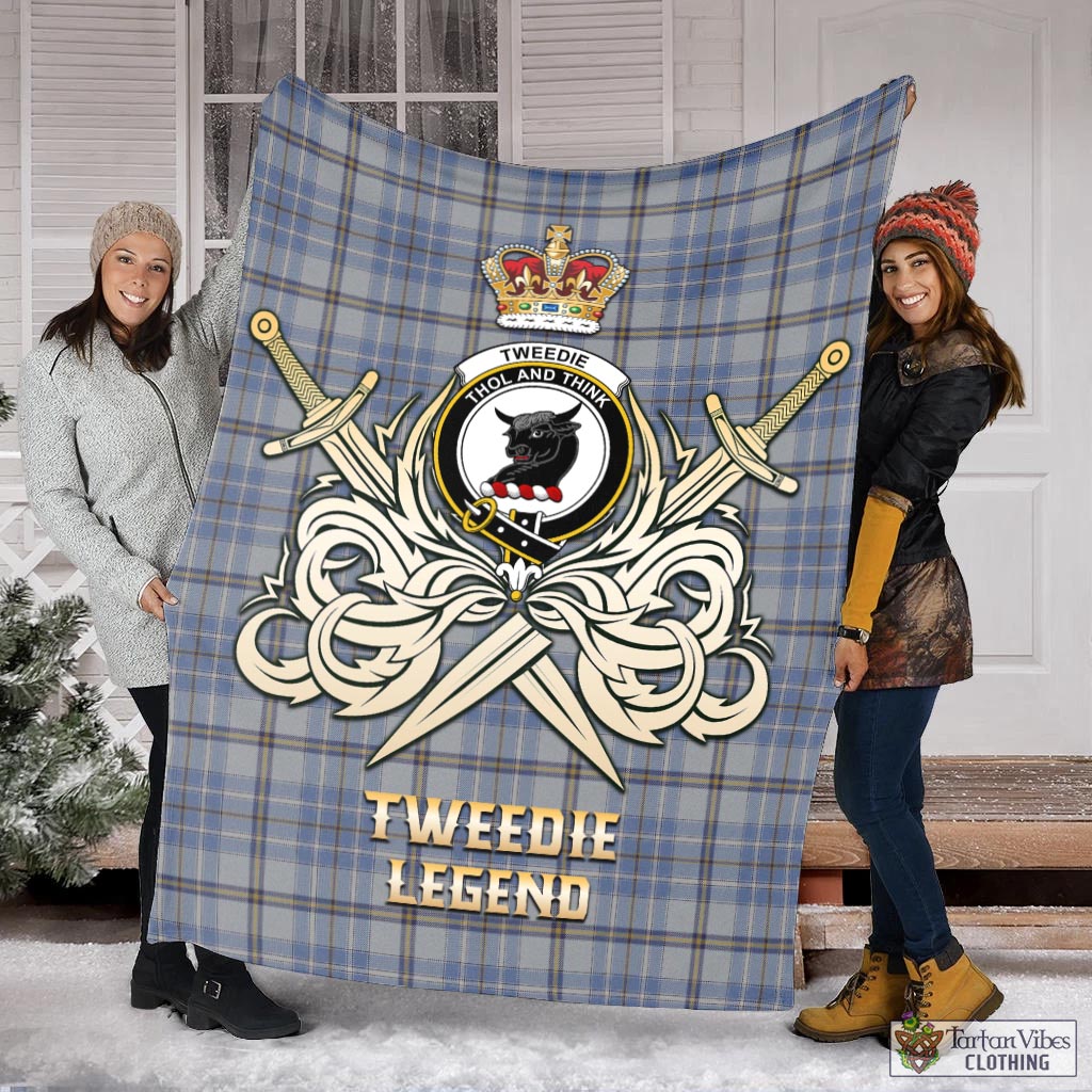 Tartan Vibes Clothing Tweedie Tartan Blanket with Clan Crest and the Golden Sword of Courageous Legacy