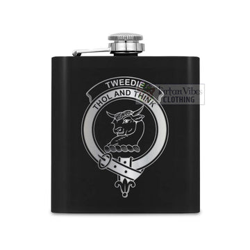 Tweedie Crest Hip Flask Set 7oz Black Stainless Steel with A Gift Box