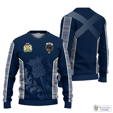 Tweedie Tartan Knitted Sweatshirt with Family Crest and Scottish Thistle Vibes Sport Style