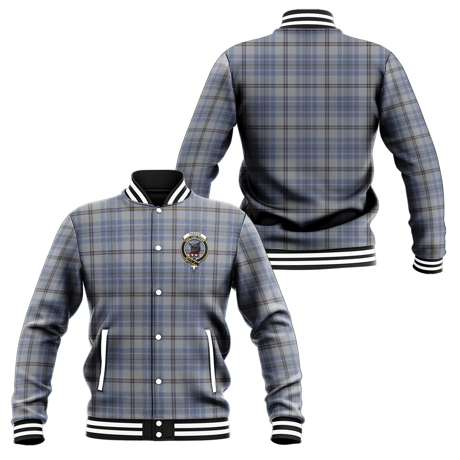 Tweedie Tartan Baseball Jacket with Family Crest Unisex - Tartan Vibes Clothing