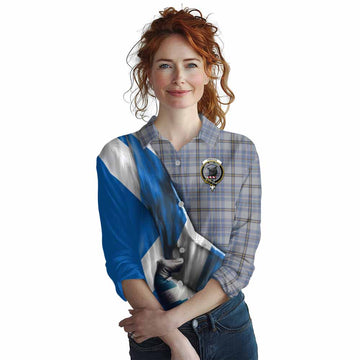 Tweedie Tartan Women's Casual Shirt with Family Crest Scotland Patriotic Style