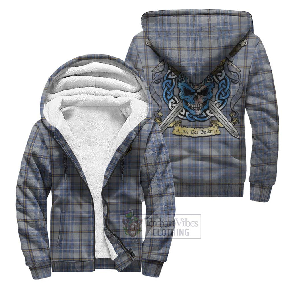 Tartan Vibes Clothing Tweedie Tartan Sherpa Hoodie with Family Crest Celtic Skull Style