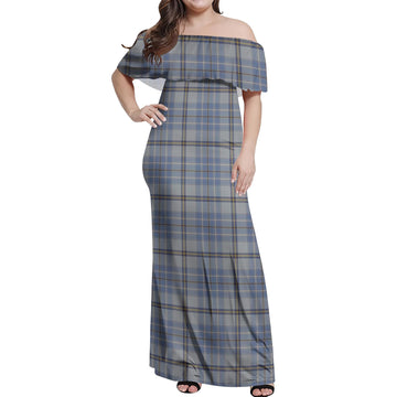 Tweedie Tartan Off Shoulder Long Dress