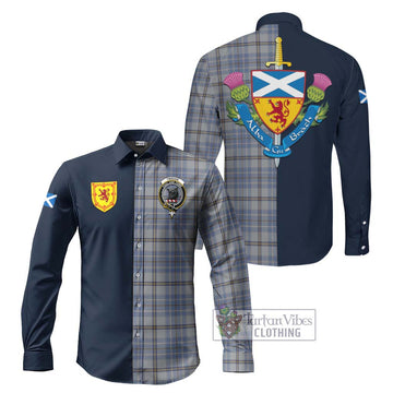 Tweedie Tartan Long Sleeve Button Shirt Alba with Scottish Lion Royal Arm Half Style