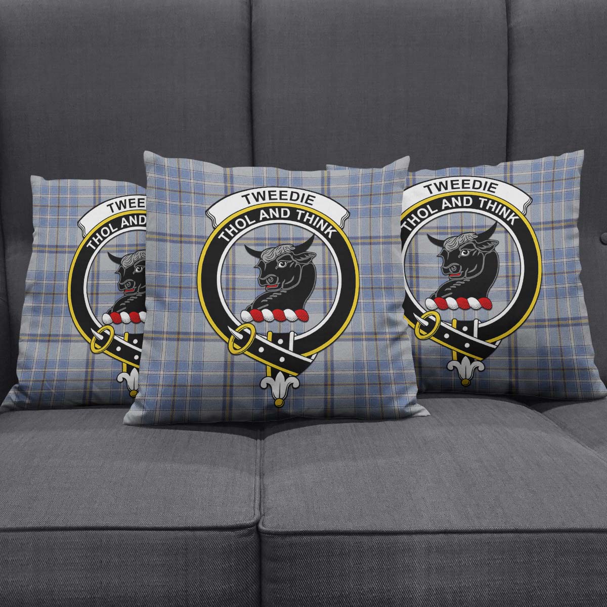 Tweedie Tartan Pillow Cover with Family Crest Square Pillow Cover - Tartanvibesclothing