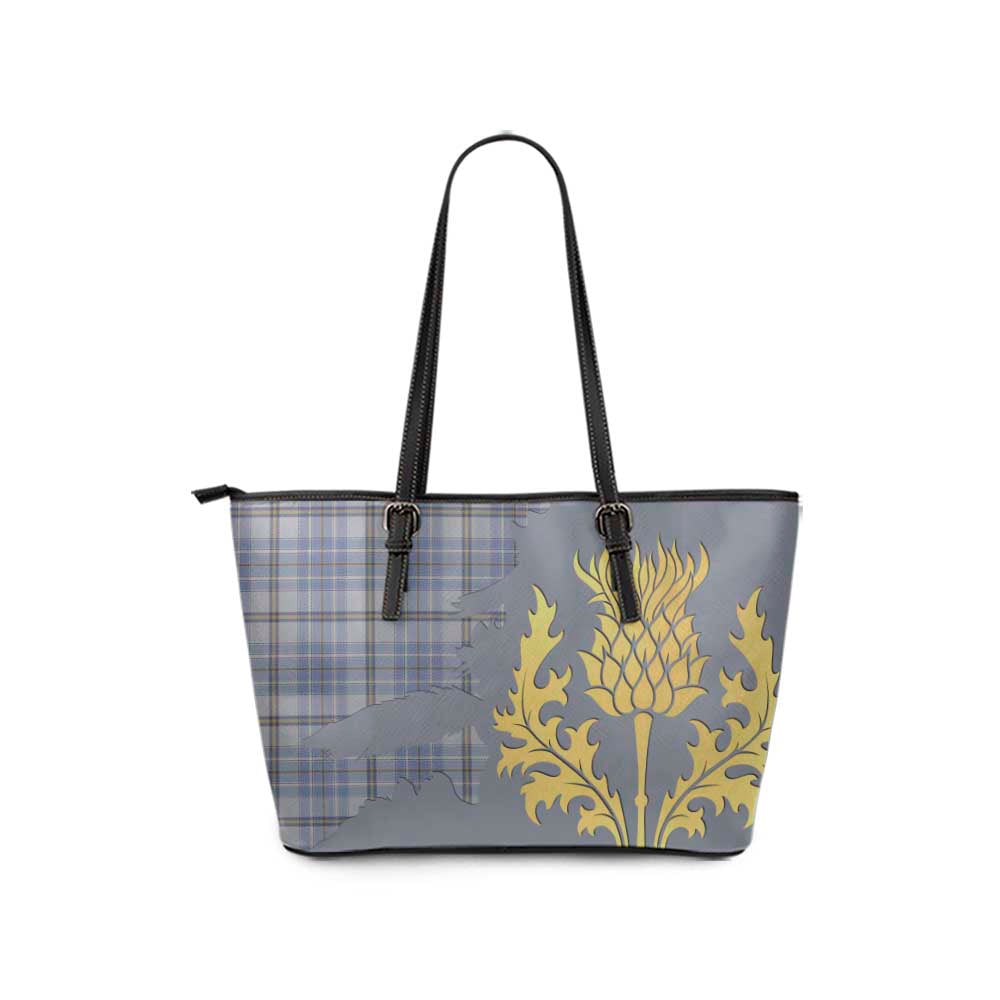 Tweedie Tartan Leather Tote Bag Gold Thistle Style - Tartan Vibes Clothing