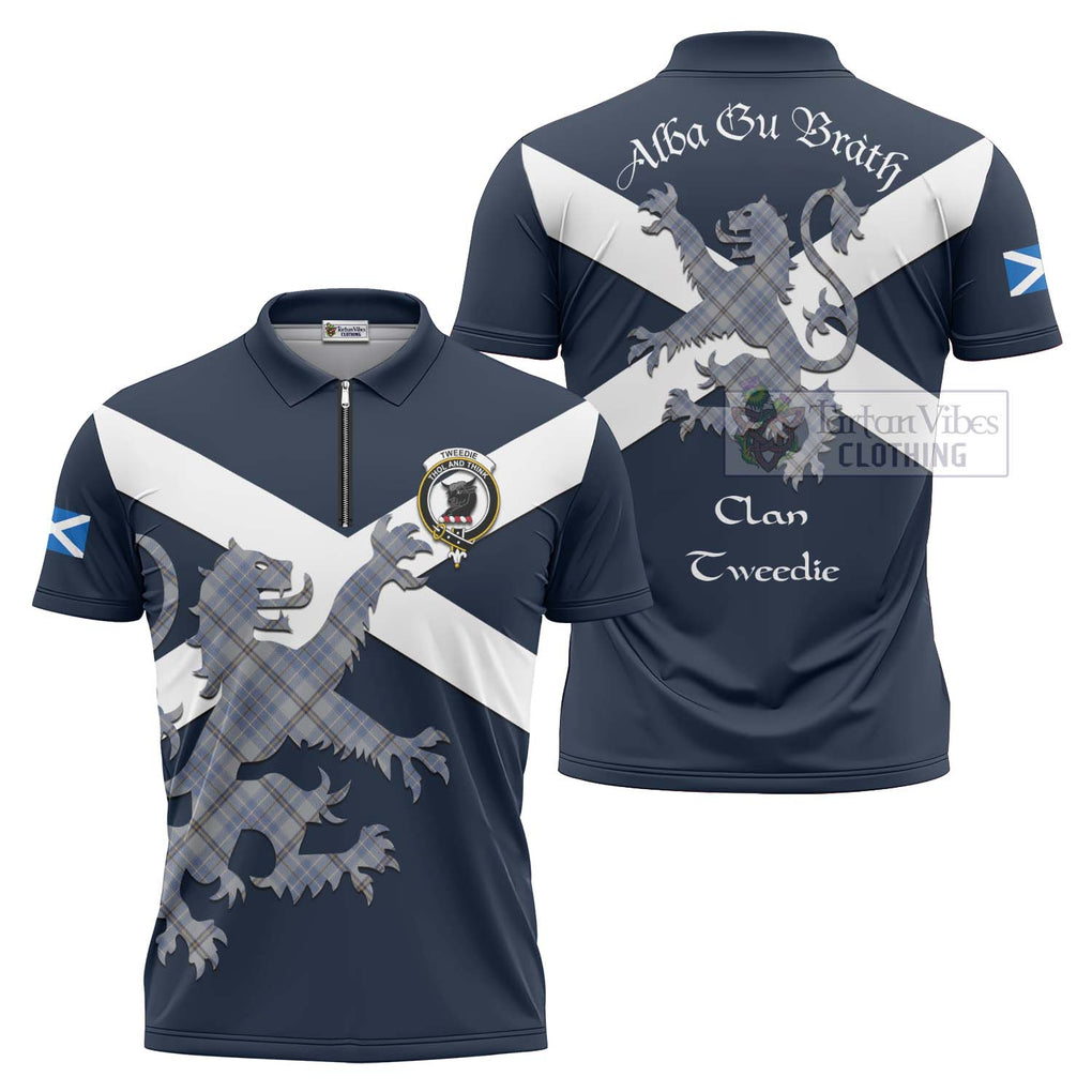 Tartan Vibes Clothing Tweedie Tartan Lion Rampant Zipper Polo Shirt – Proudly Display Your Heritage with Alba Gu Brath and Clan Name