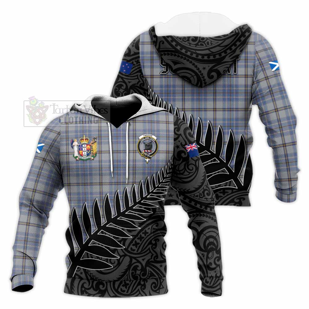 Tartan Vibes Clothing Tweedie Crest Tartan Knitted Hoodie with New Zealand Silver Fern Half Style