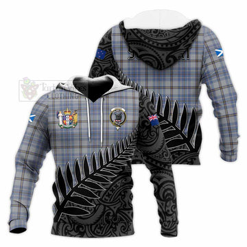 Tweedie Crest Tartan Knitted Hoodie with New Zealand Silver Fern Half Style