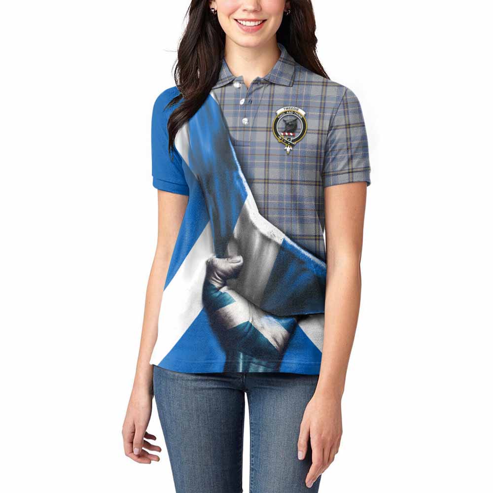 Tartan Vibes Clothing Tweedie Tartan Women's Polo Shirt with Family Crest Scotland Patriotic Style