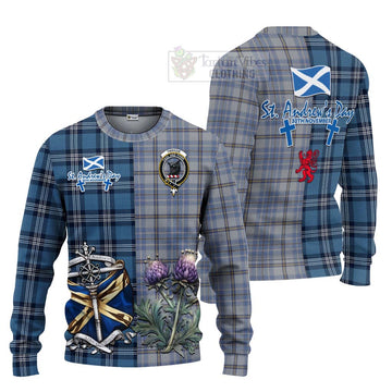 Tweedie Tartan Knitted Sweater Happy St. Andrew's Day Half Tartan Style