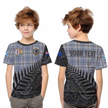 Tweedie Crest Tartan Kid T-Shirt with New Zealand Silver Fern Half Style