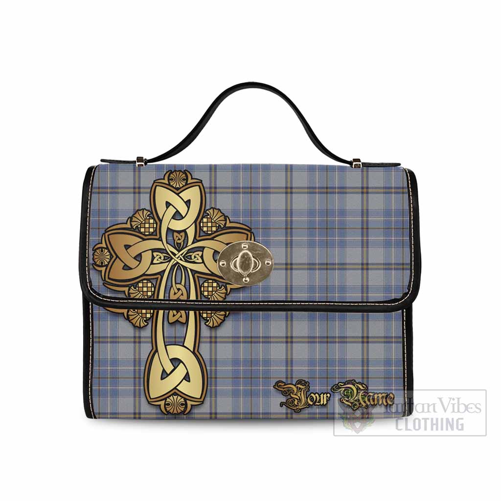 Tartan Vibes Clothing Tweedie Tartan Waterproof Canvas Bag Golden Thistle Celtic Cross Style