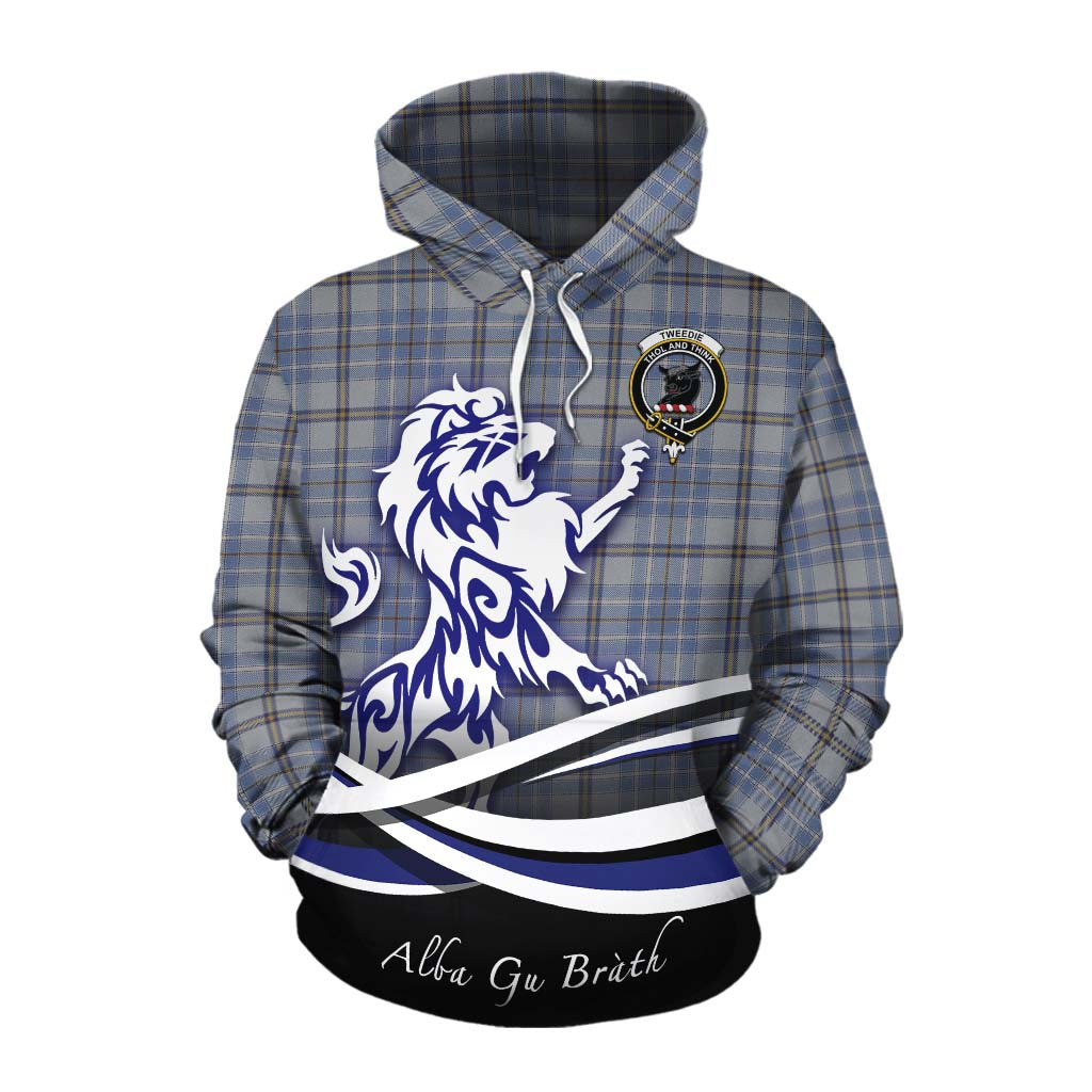 Tartan Vibes Clothing Tweedie Tartan Cotton Hoodie with Alba Gu Brath Regal Lion Emblem