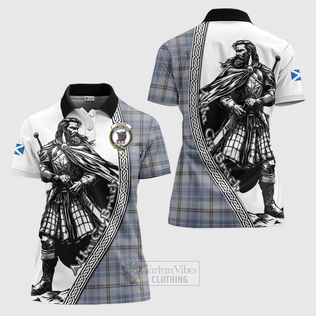 Tartan Vibes Clothing Tweedie Tartan Clan Crest Women's Polo Shirt with Highlander Warrior Celtic Style