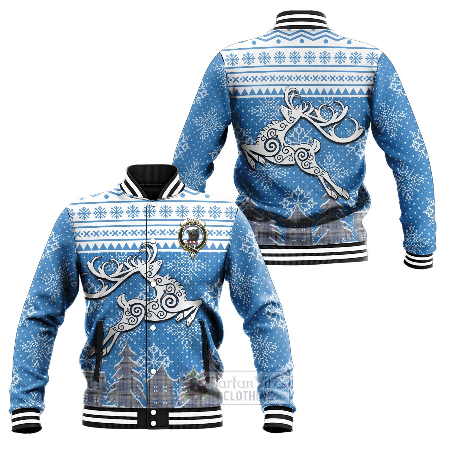 Tartan Vibes Clothing Tweedie Clan Christmas Baseball Jacket Celtic Reindeer Style