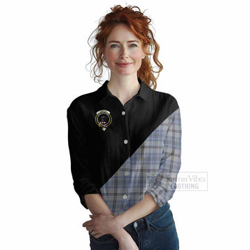 Tweedie Tartan Women's Casual Shirt with Family Crest and Military Logo Style