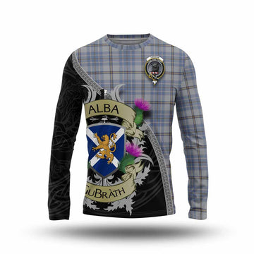 Tweedie Tartan Family Crest Long Sleeve T-Shirt Lion Rampant Royal Thistle Shield Celtic Inspired Unisex - Tartan Vibes Clothing